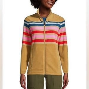 Lands End Full Zip Fleece Jacket with Stripes Size Large 14 to 16